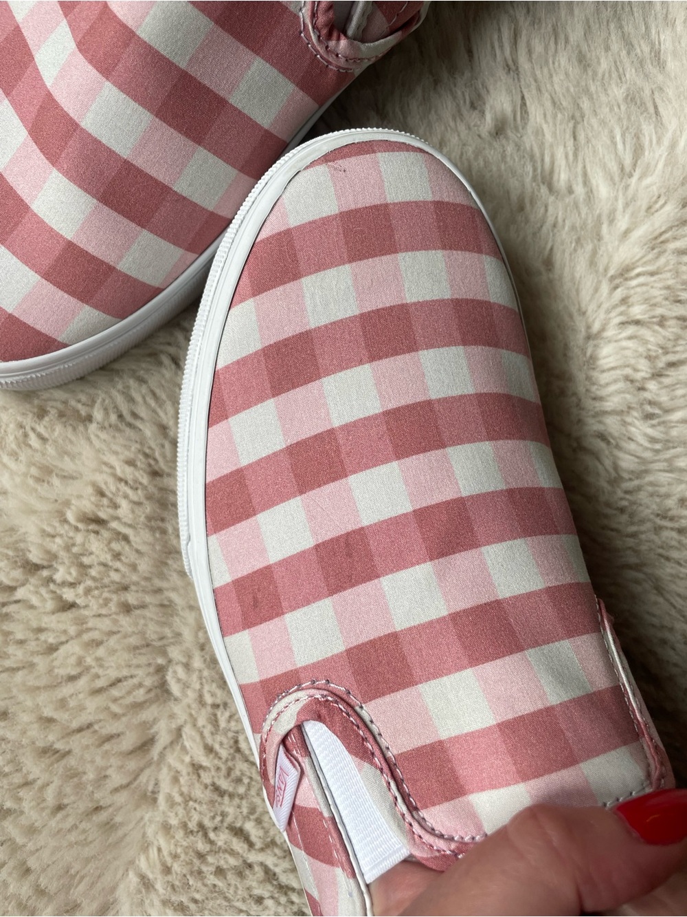 Vans | Gingham Rosette Pink & White Sneakers | 9.5 - Picture 11 of 11